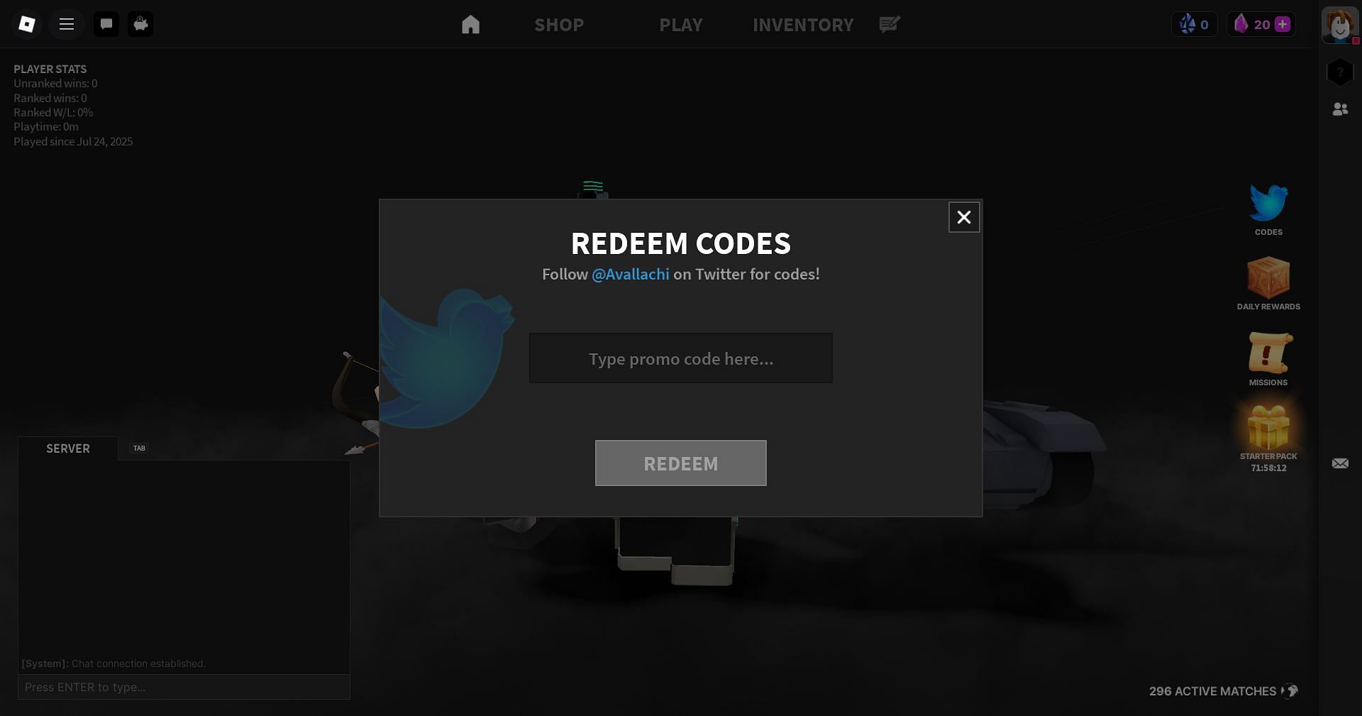 Redeem the code here (Image via Roblox)